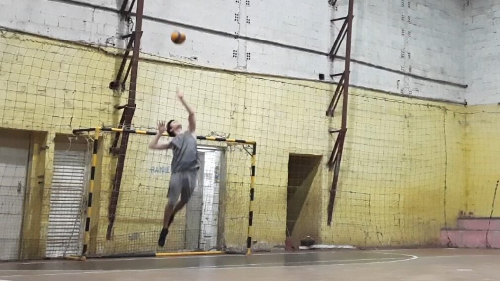 playing volleyball