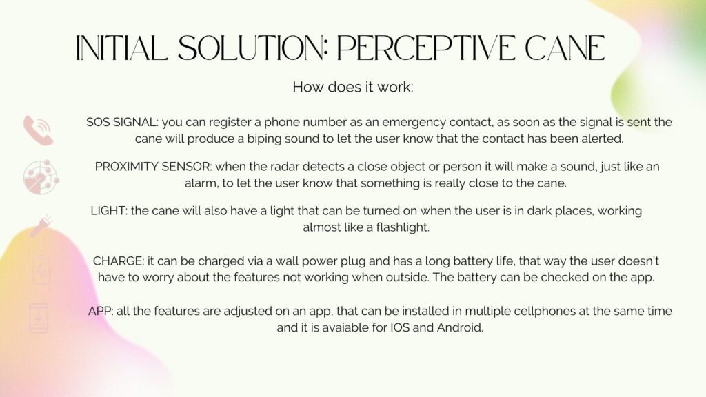 Slide number 4 with the initial solution's features.